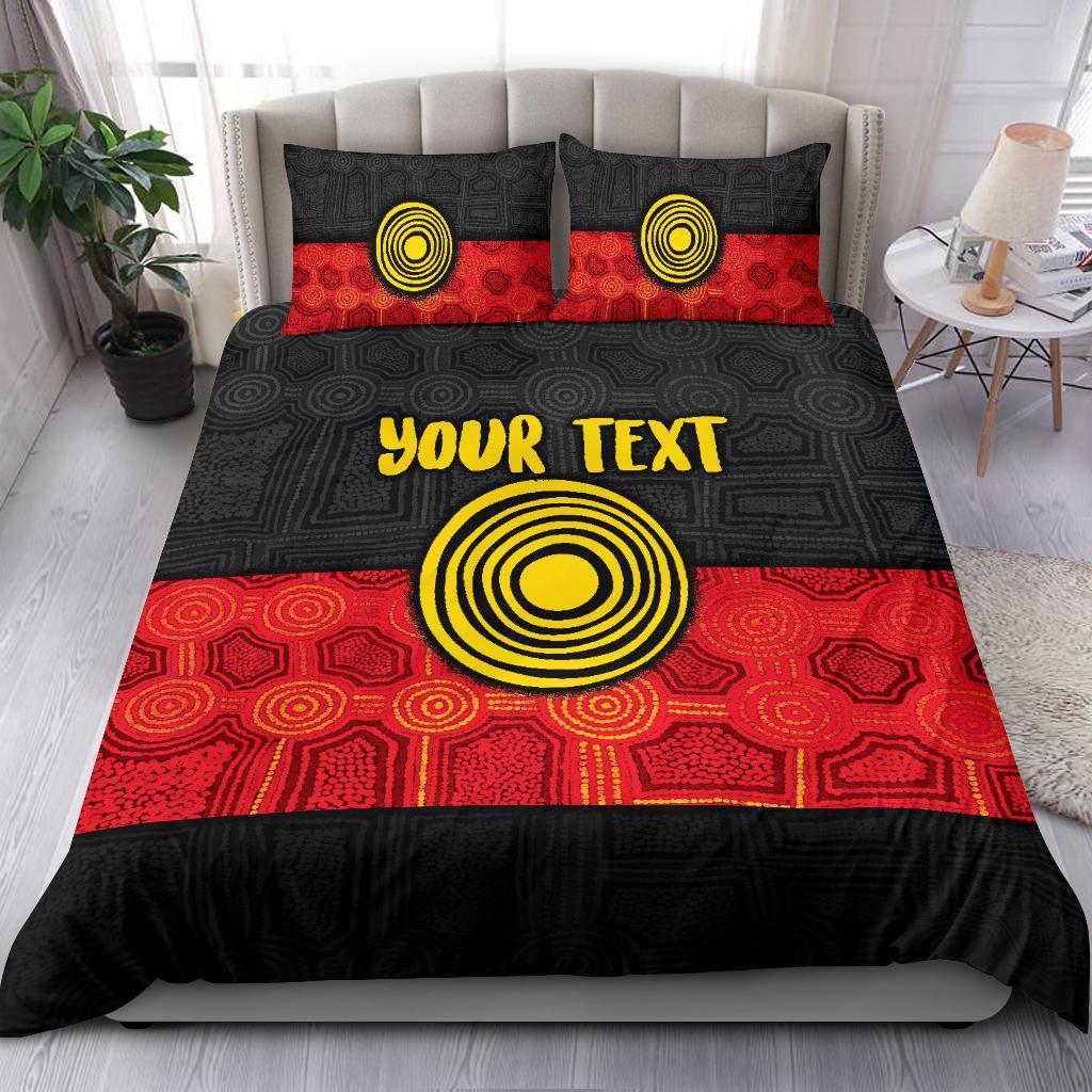 Australia Personalised Aboriginal Bedding Set - Aussie Indigenous Flag