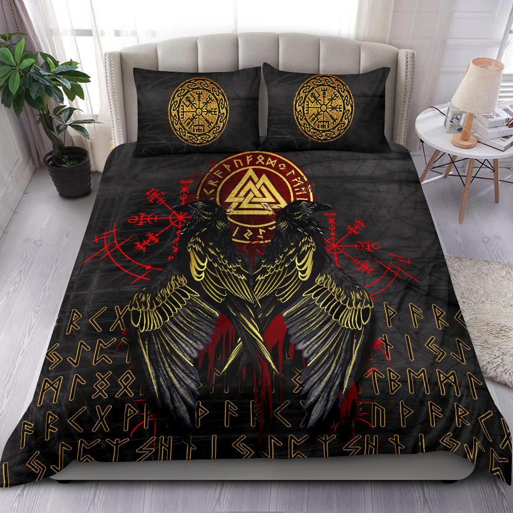 Viking Bedding Set Vikings Valknut and Ravens Tattoo