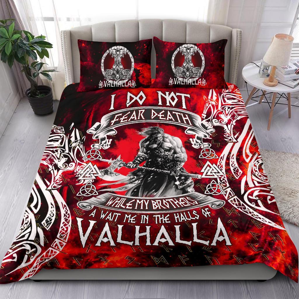 Viking Bedding Set I Do Not Fear Death While My Brothers Await Me In The Halls of Valhalla