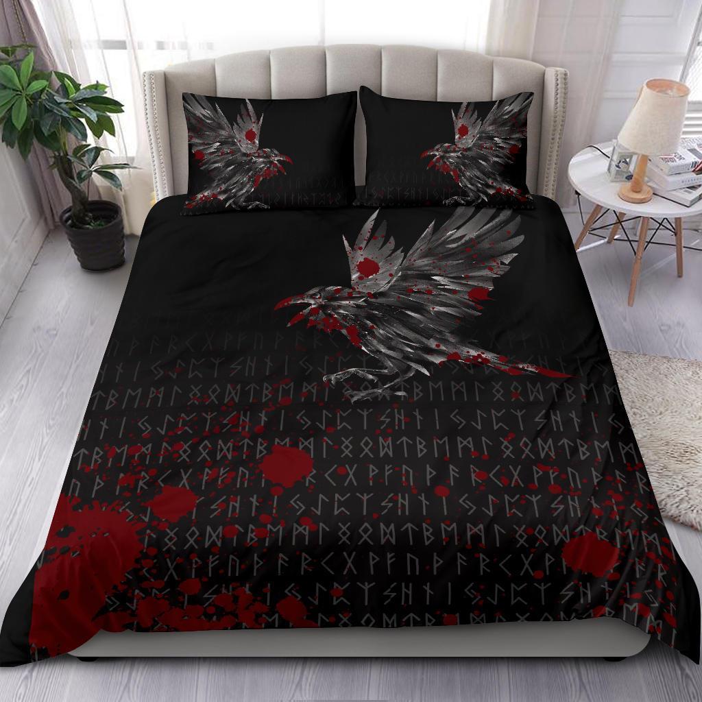 Viking Bedding Set The Raven Of Odin Rune Blood