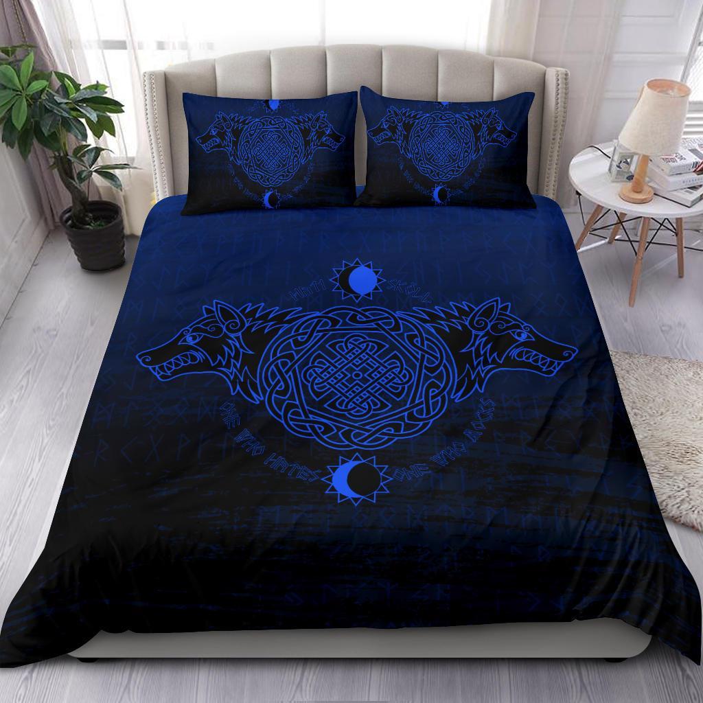 Viking Bedding Set Skoll And Hati Blue