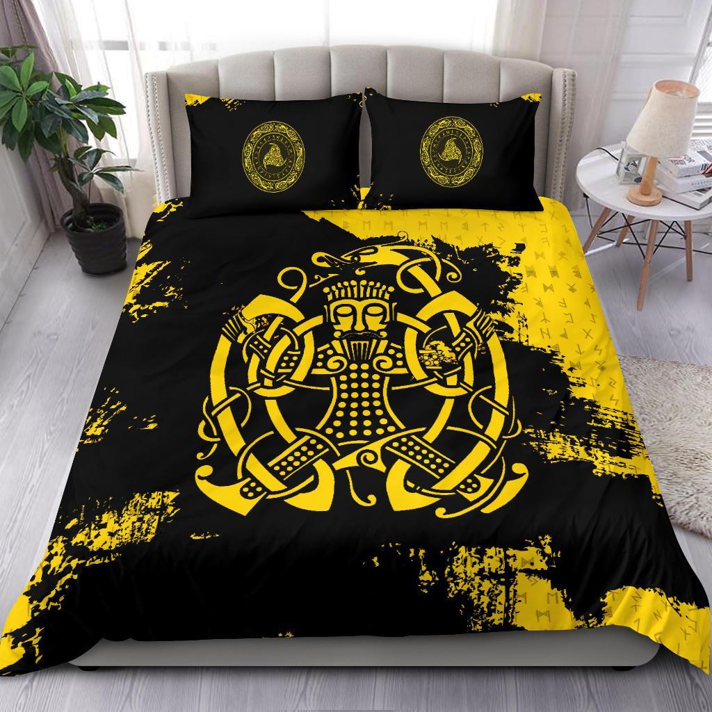 Viking Bedding Set Loki Bound Triskele Rune Gold