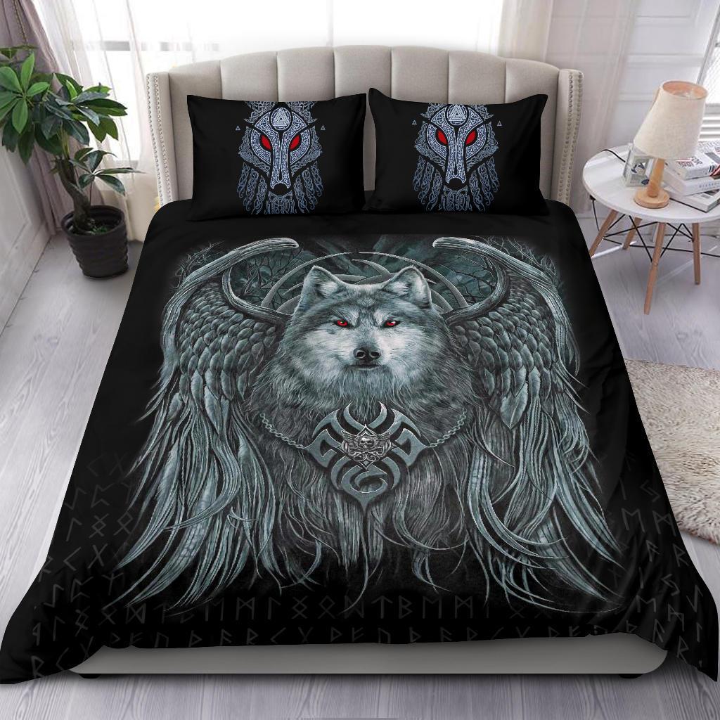 Viking Bedding Set Spiral Wolf Spirit