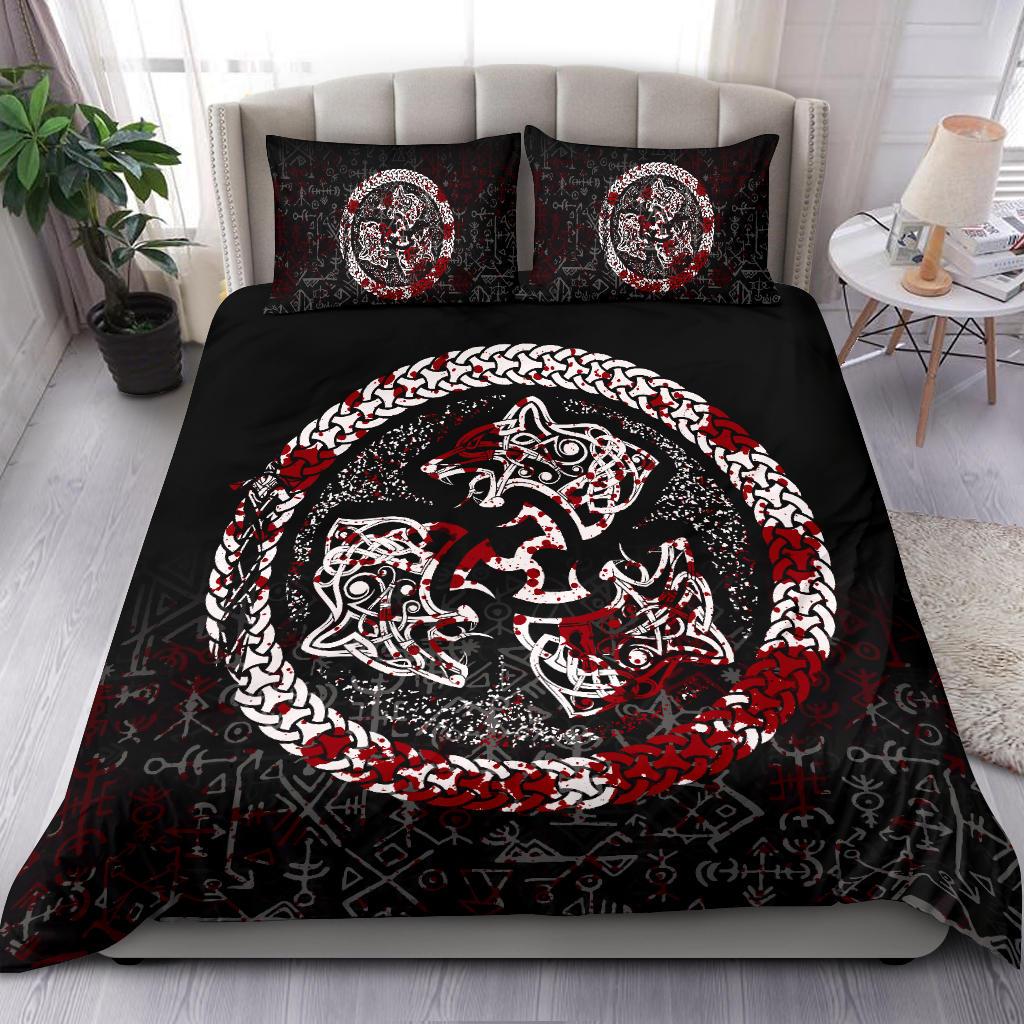 Viking Bedding Set Fierce Blood Wolf Symbol Of A Viking Nordic