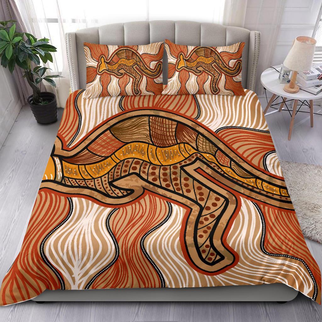 Aboriginal Bedding Set - Indigenous Kangaroo Vintage Stye