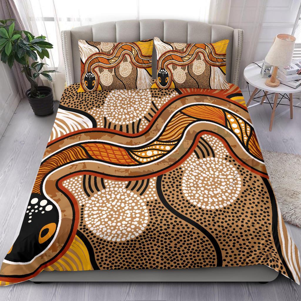 Aboriginal Bedding Set - Indigenous Snake Vintage Stye