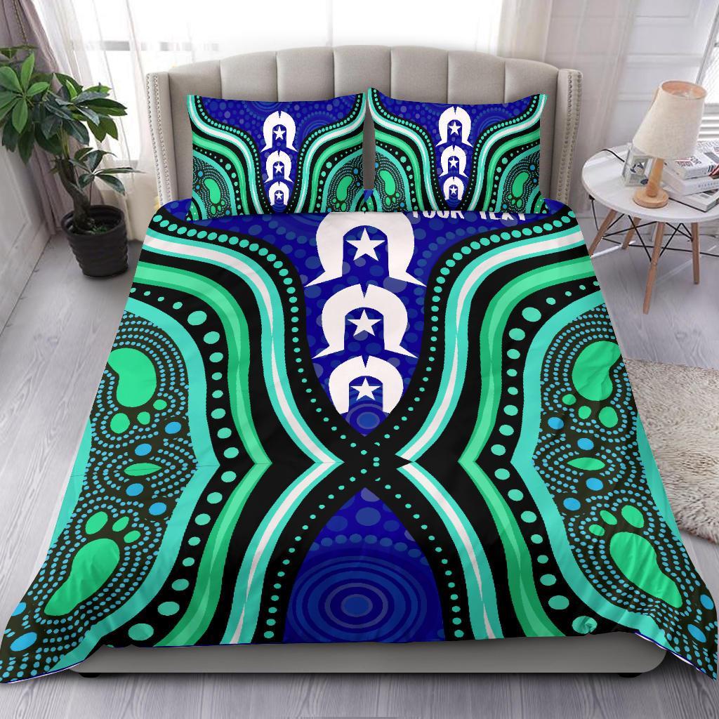 Torres Strait Personalised Bedding Set - Torres Strait Symbol And Aboriginal Patterns