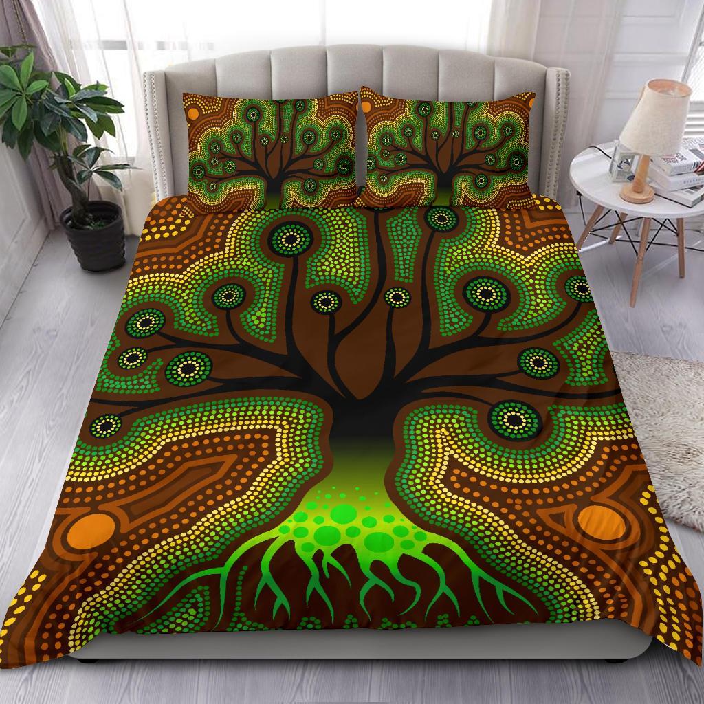 Aboriginal Bedding Set - Tree Dot Painting Art