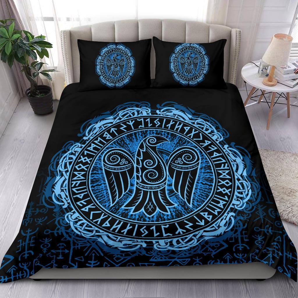 Viking Bedding Set Raven Celtic Cyan