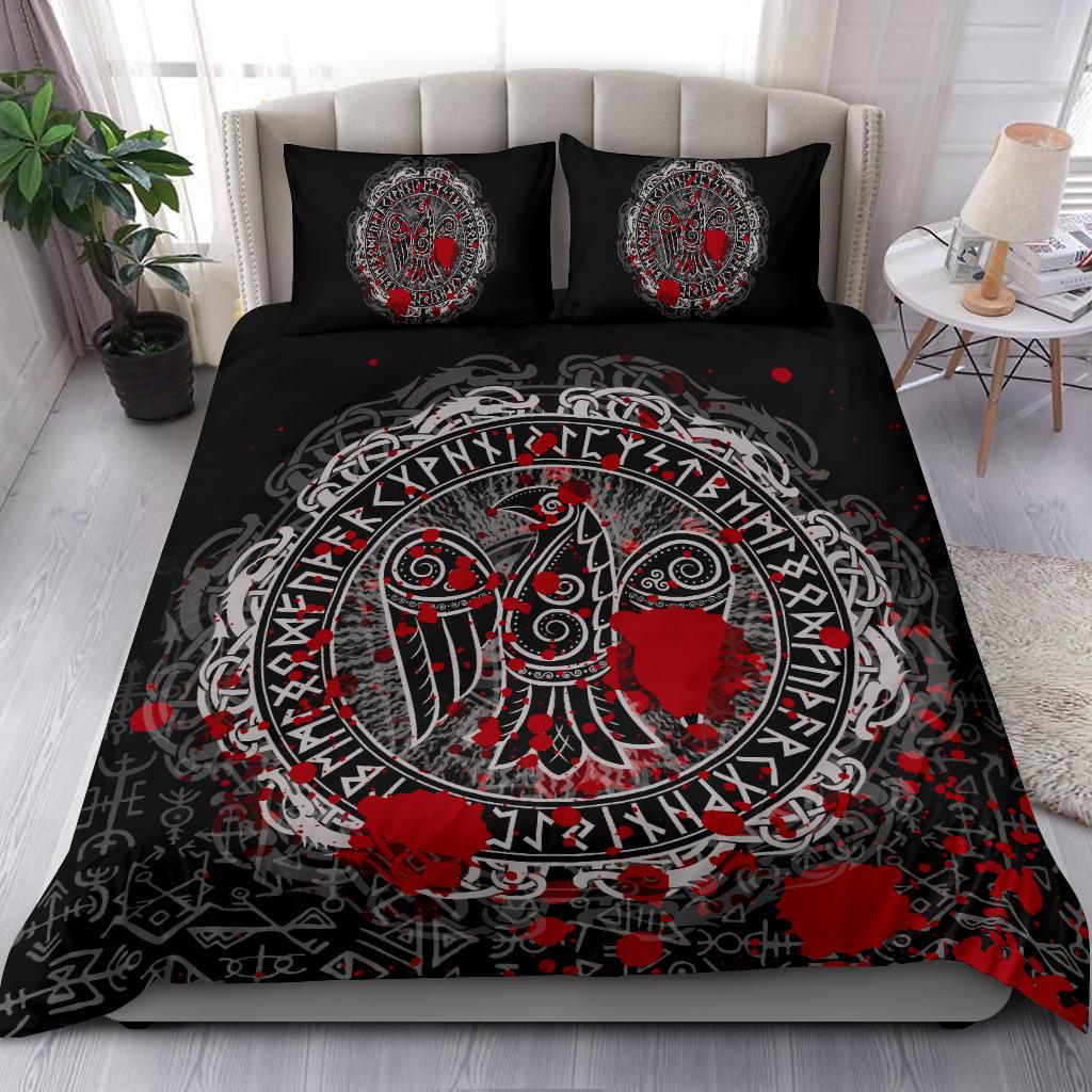 Viking Bedding Set Raven Celtic Tattoo Blood