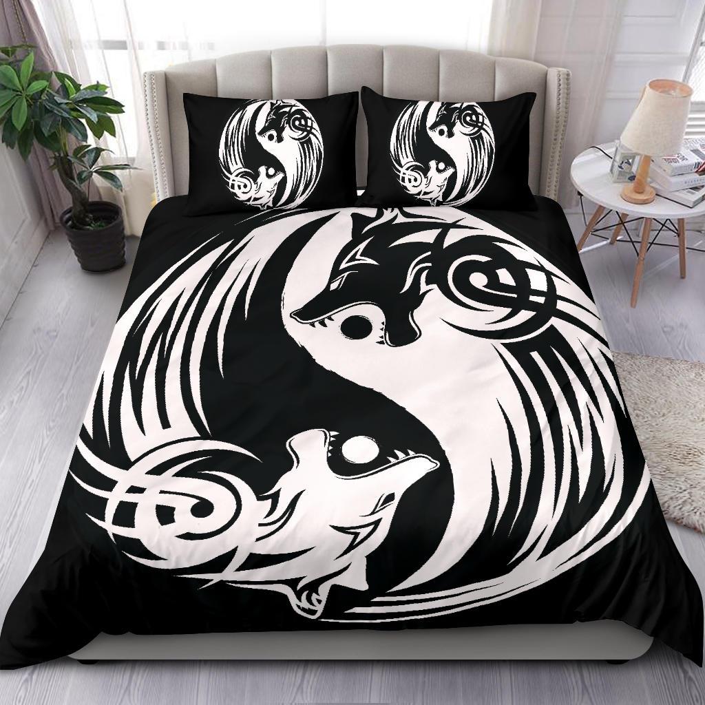 Viking Bedding Set Ying Yang Wolf