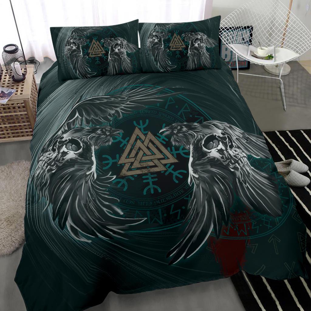 Viking Bedding Set Ravens Skull Tattoo Ver01