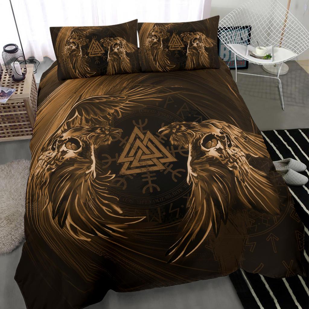 Viking Bedding Set Ravens Skull Tattoo Ver03