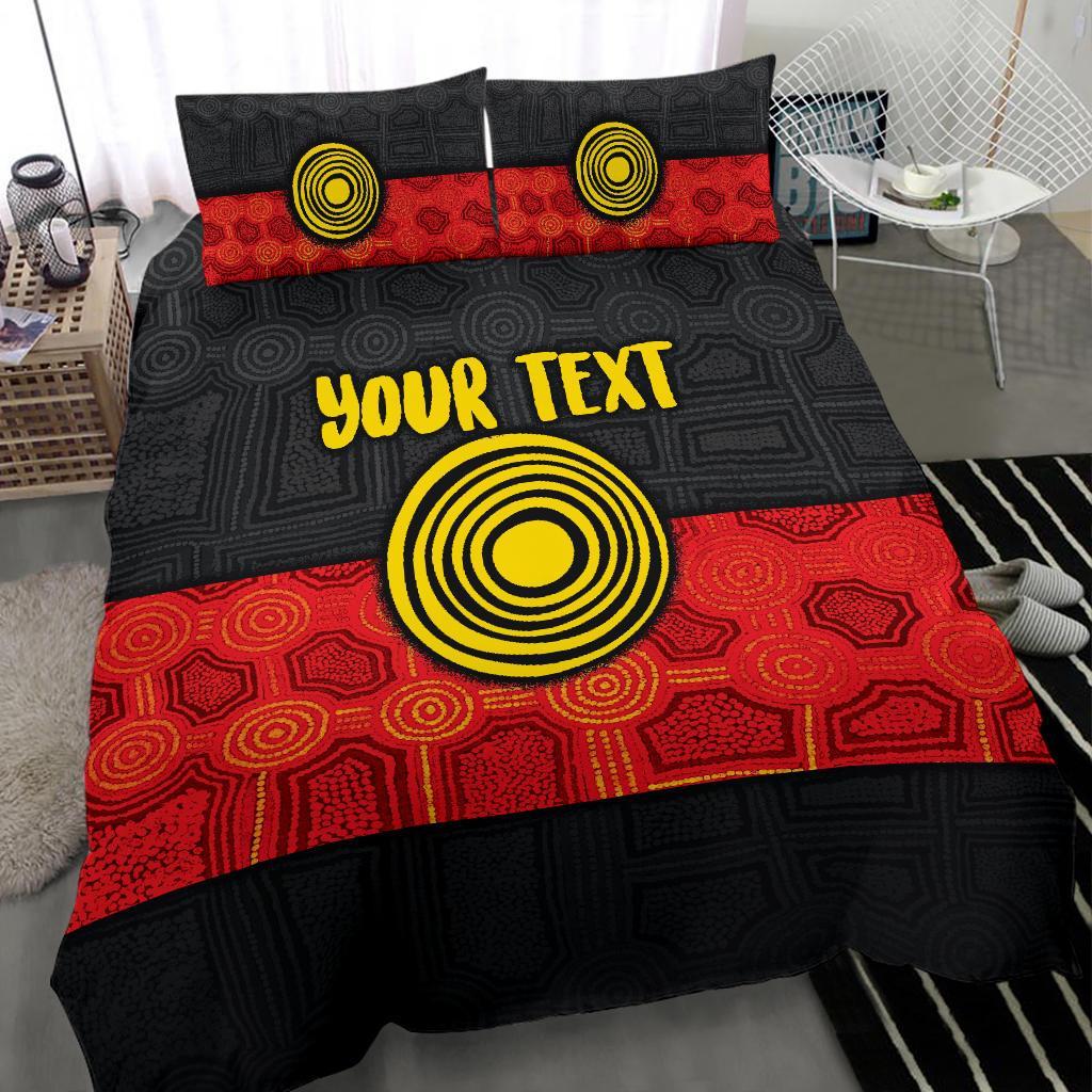 Australia Personalised Aboriginal Bedding Set - Aussie Indigenous Flag
