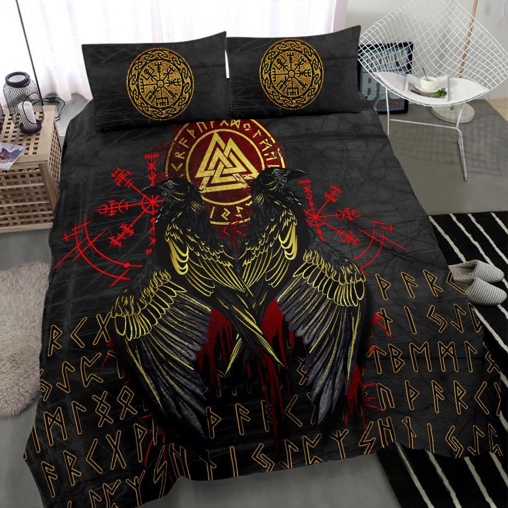 Viking Bedding Set Vikings Valknut and Ravens Tattoo