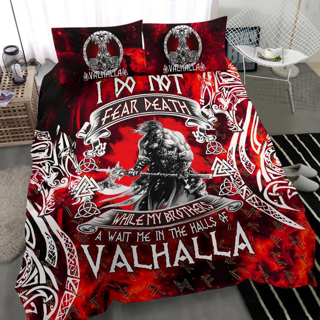 Viking Bedding Set I Do Not Fear Death While My Brothers Await Me In The Halls of Valhalla