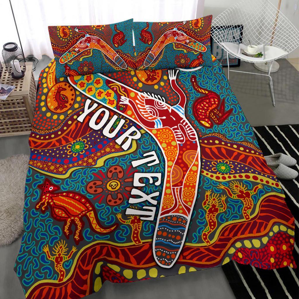 Aboriginal Personalised Bedding Set- Indigenous Boomerang