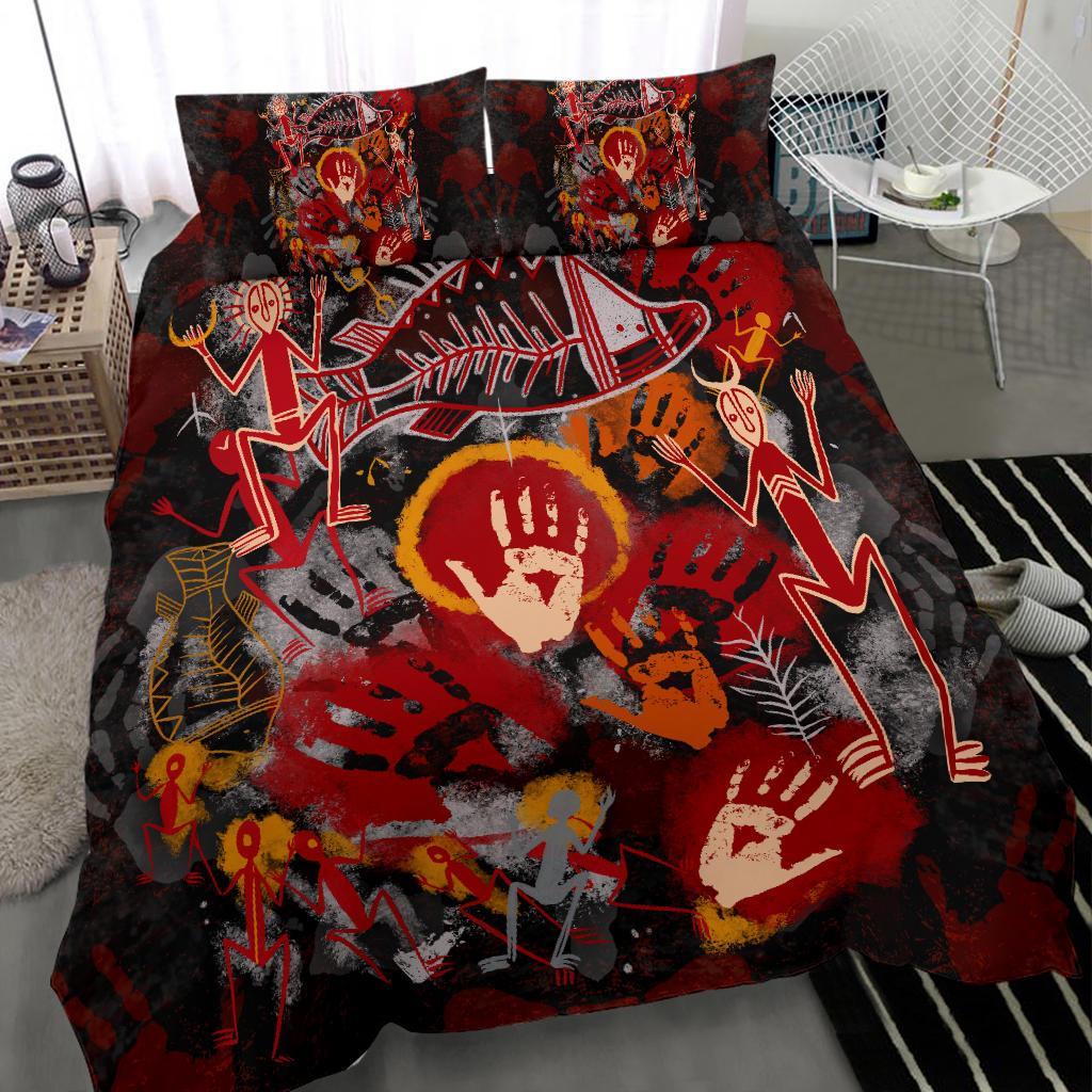 Aboriginal Bedding Set - Indigenous Fish Hand Art