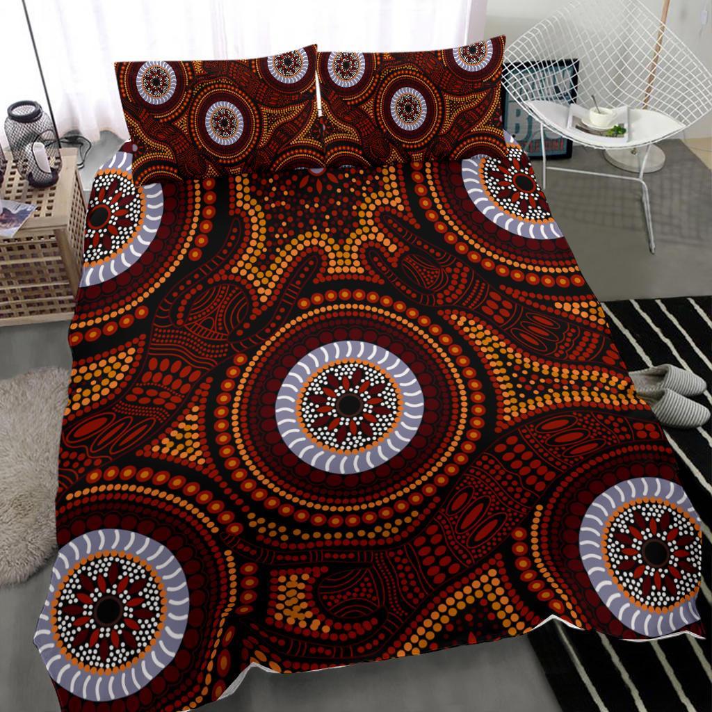 Aboriginal Bedding Set - Aboriginal Human Dot Painting Art