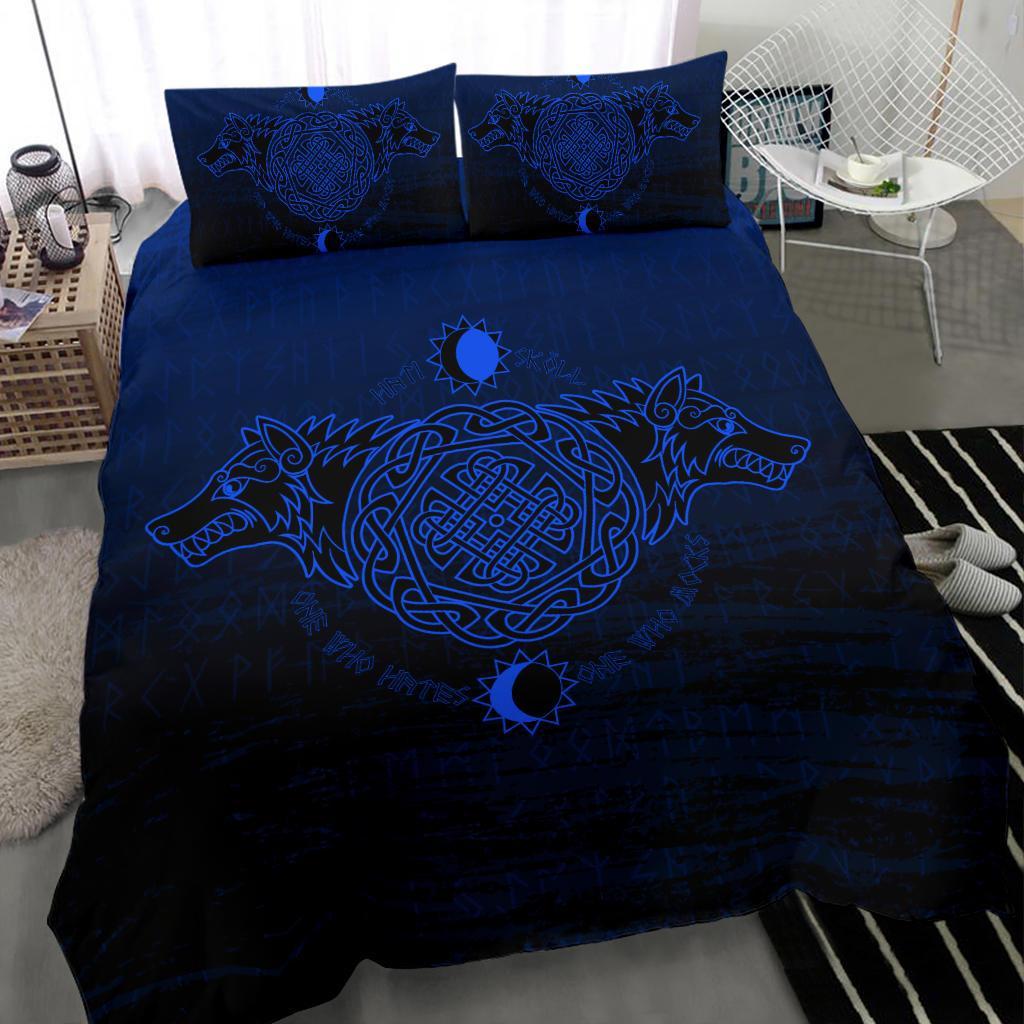 Viking Bedding Set Skoll And Hati Blue