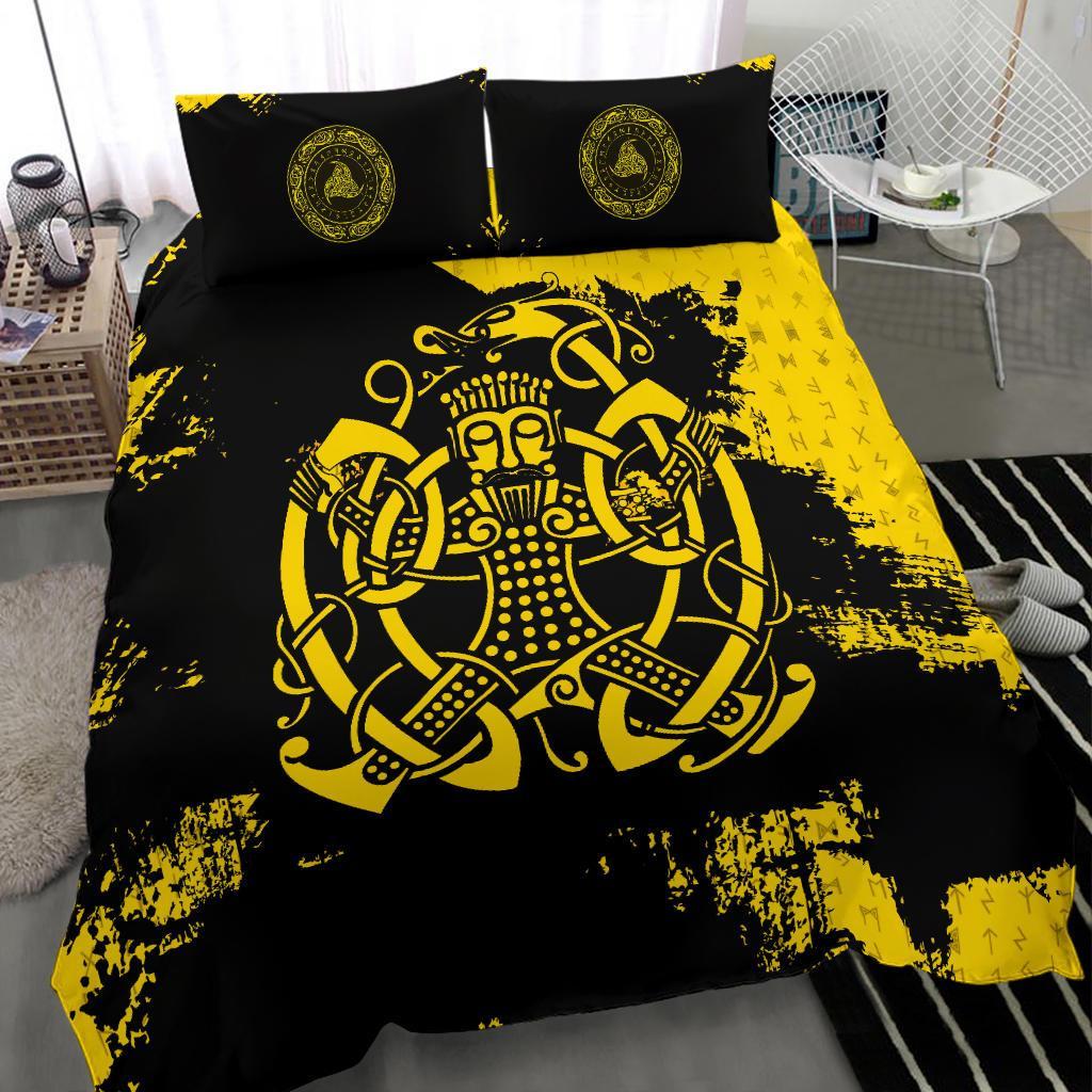 Viking Bedding Set Loki Bound Triskele Rune Gold