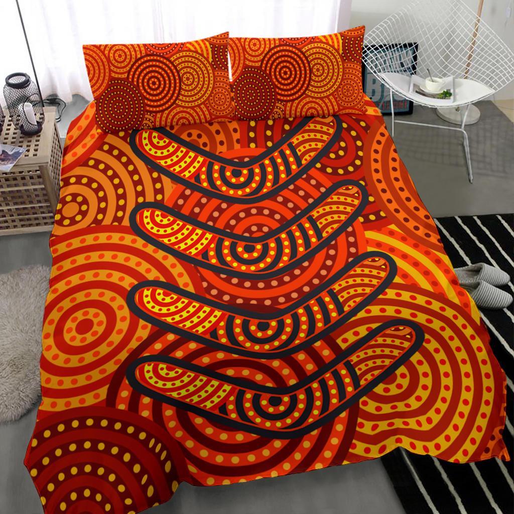 Aboriginal Bedding Set - Aboriginal Boomerangs And Dot Circle