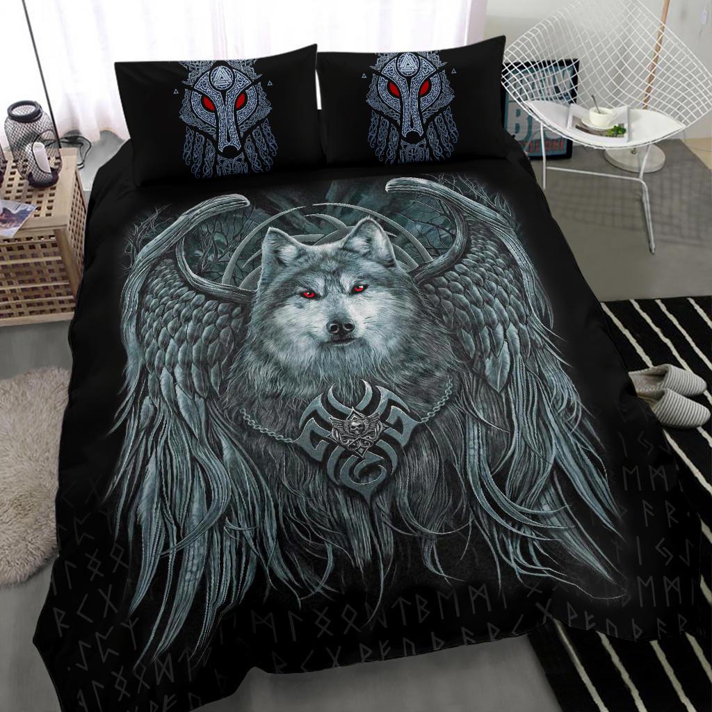 Viking Bedding Set Spiral Wolf Spirit