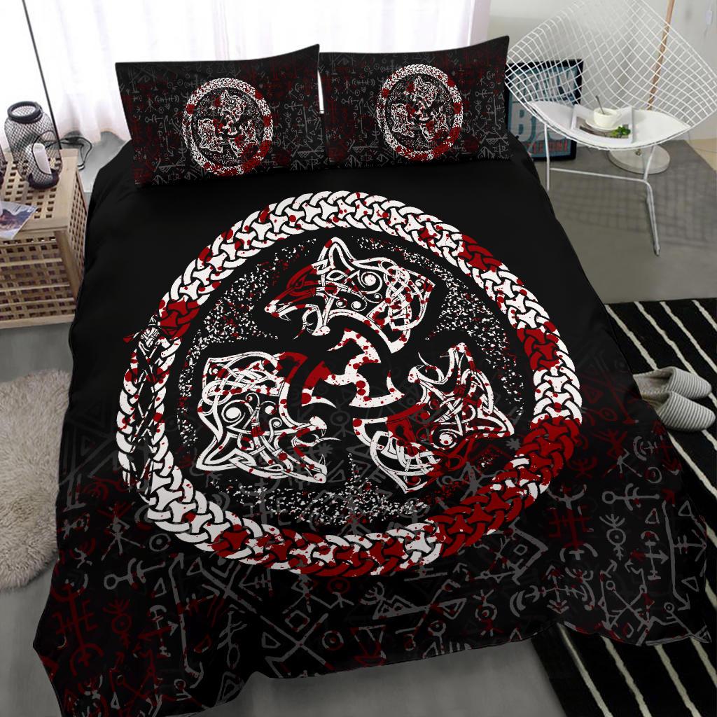 Viking Bedding Set Fierce Blood Wolf Symbol Of A Viking Nordic