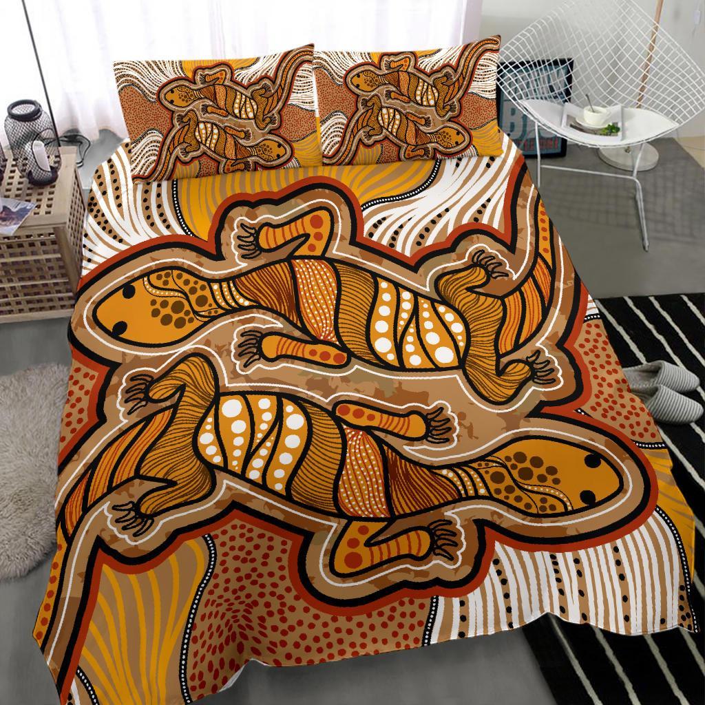 Aboriginal Bedding Set - Indigenous Two Lizard Vintage Stye