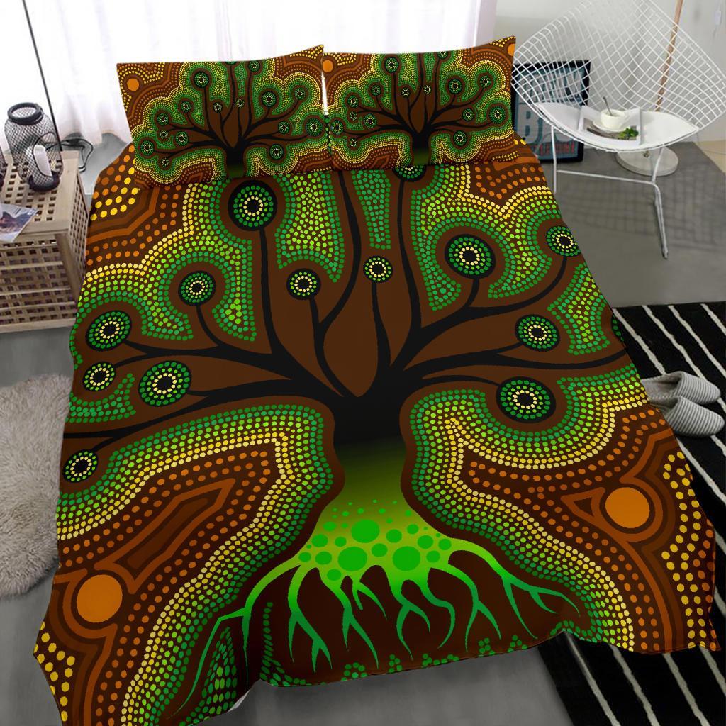 Aboriginal Bedding Set - Tree Dot Painting Art