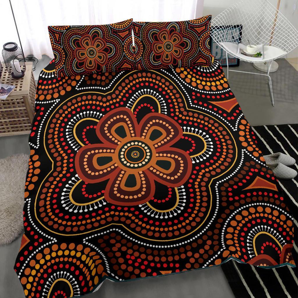 ABoriginal Bedding Set - Aboriginal Dot Painting Flowers Style Ver02