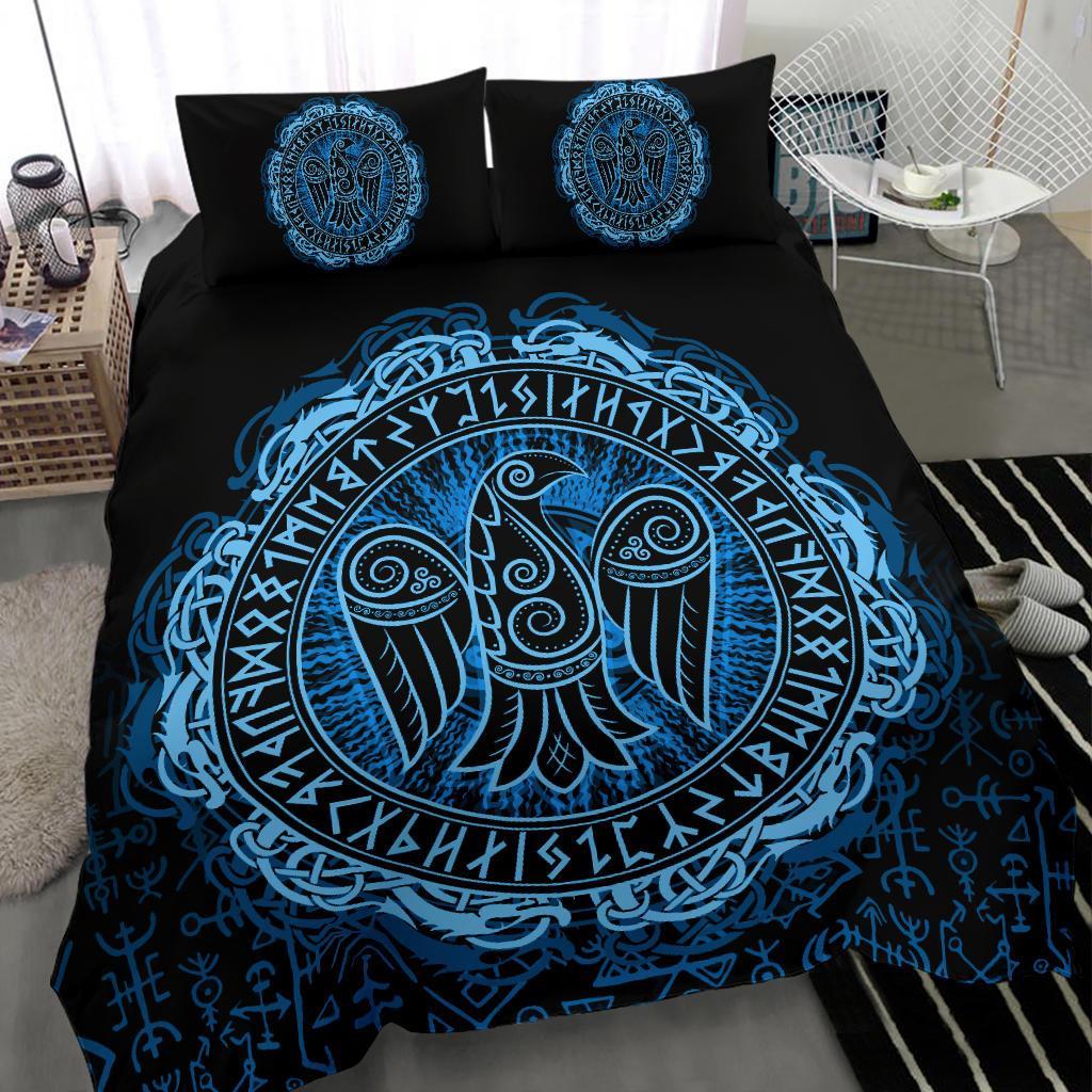 Viking Bedding Set Raven Celtic Cyan