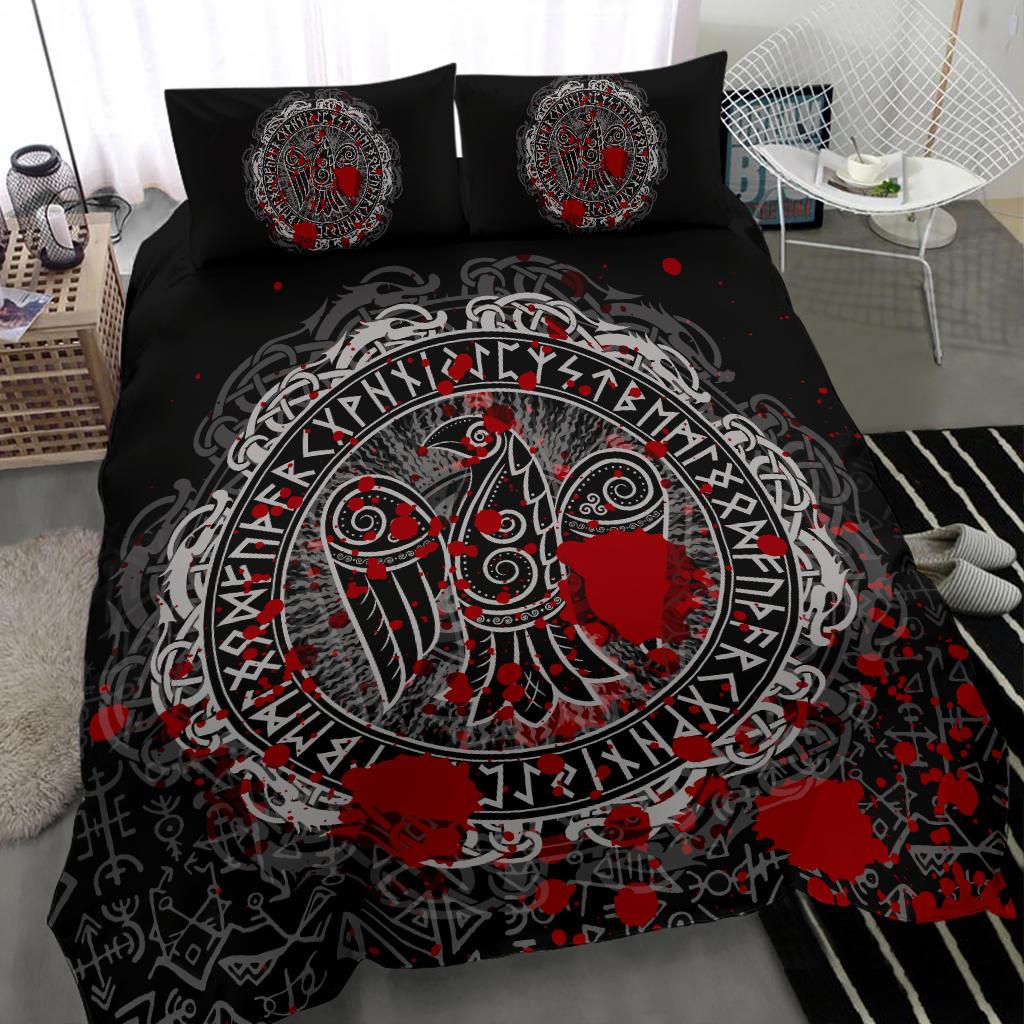 Viking Bedding Set Raven Celtic Tattoo Blood