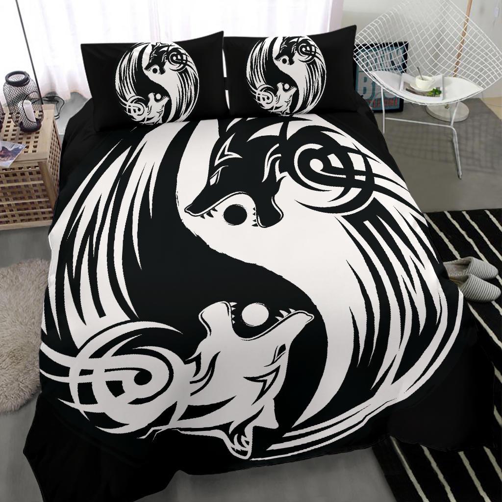 Viking Bedding Set Ying Yang Wolf