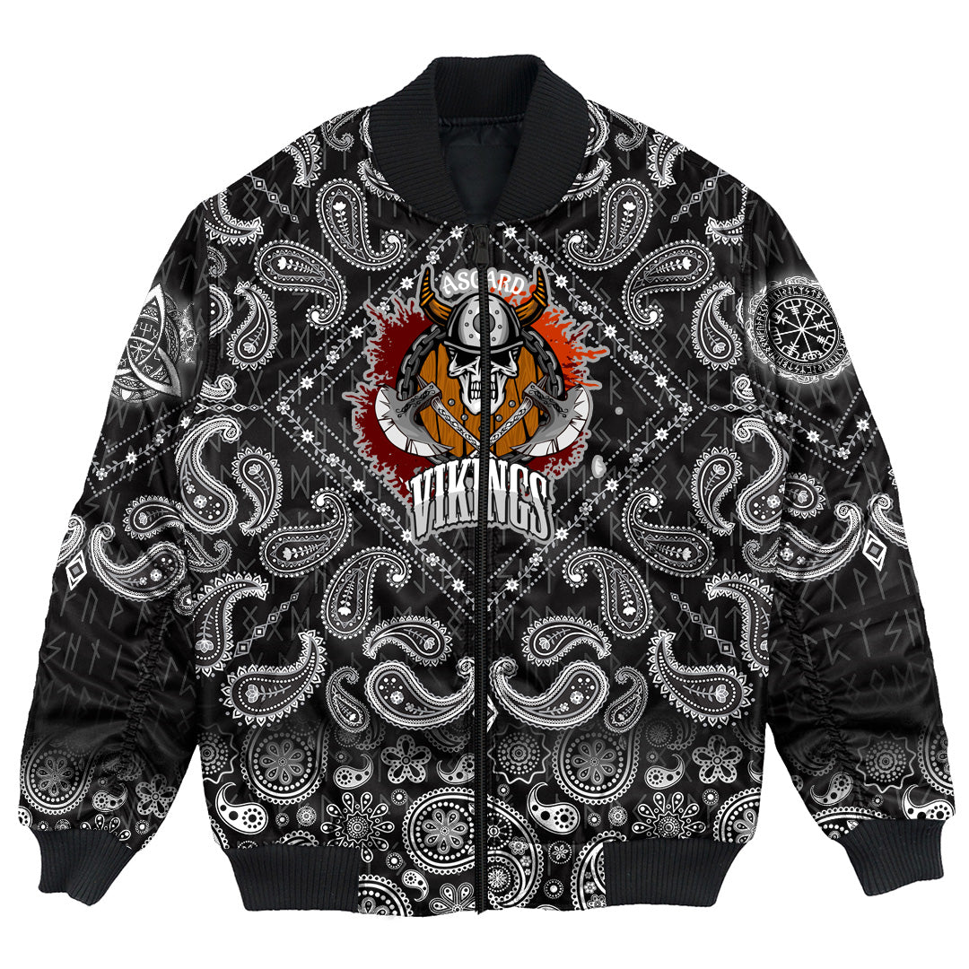 Viking Bomber Jacket Asgard Vikings with Bandana Paisley Style