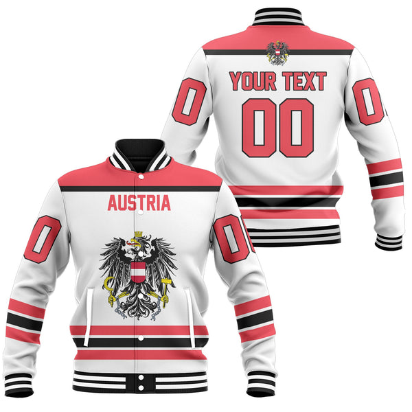 Austria Baseball Jacket Flag & Coat Of Arms Hockey Style