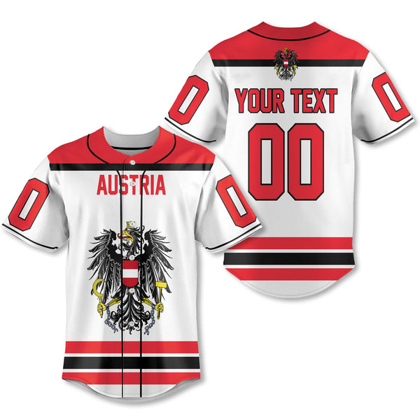 Austria Baseball Jersey Flag & Coat Of Arms Hockey Style