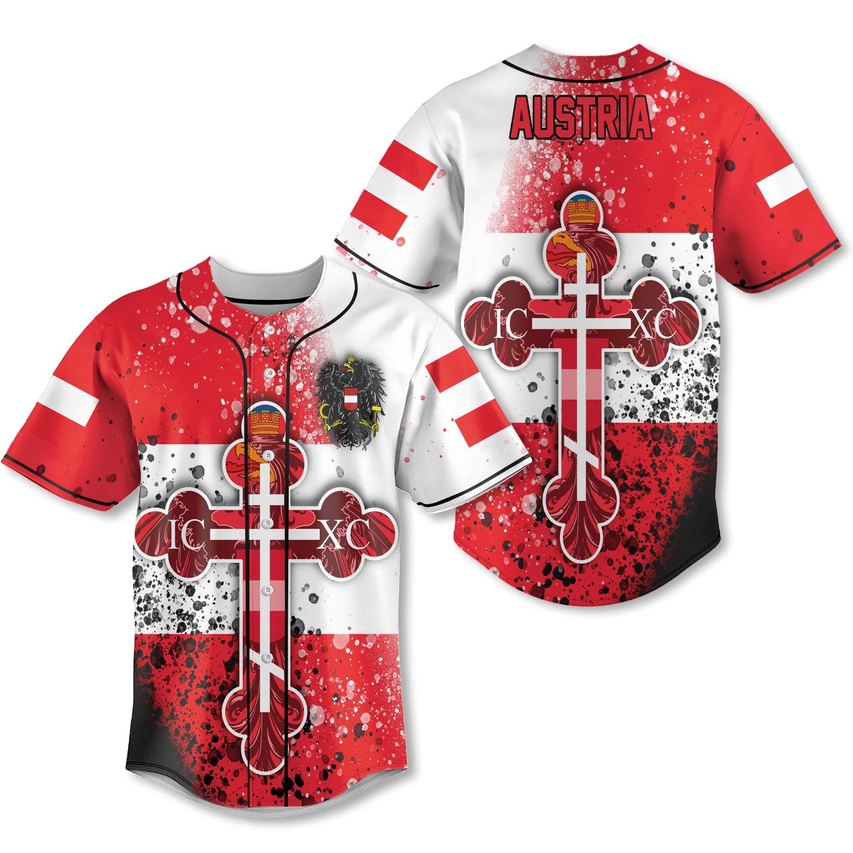 Austria Baseball Jersey Flag & Coat Of Arms Orthodox Style