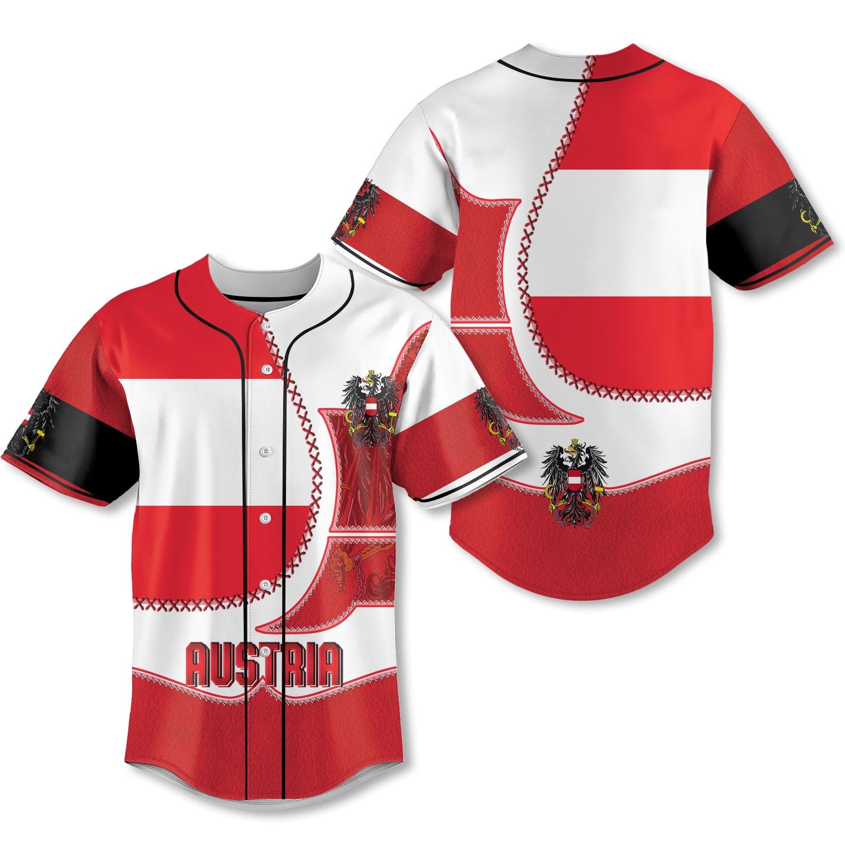 Austria Baseball Jersey Flag & Coat Of Arms Leather Style