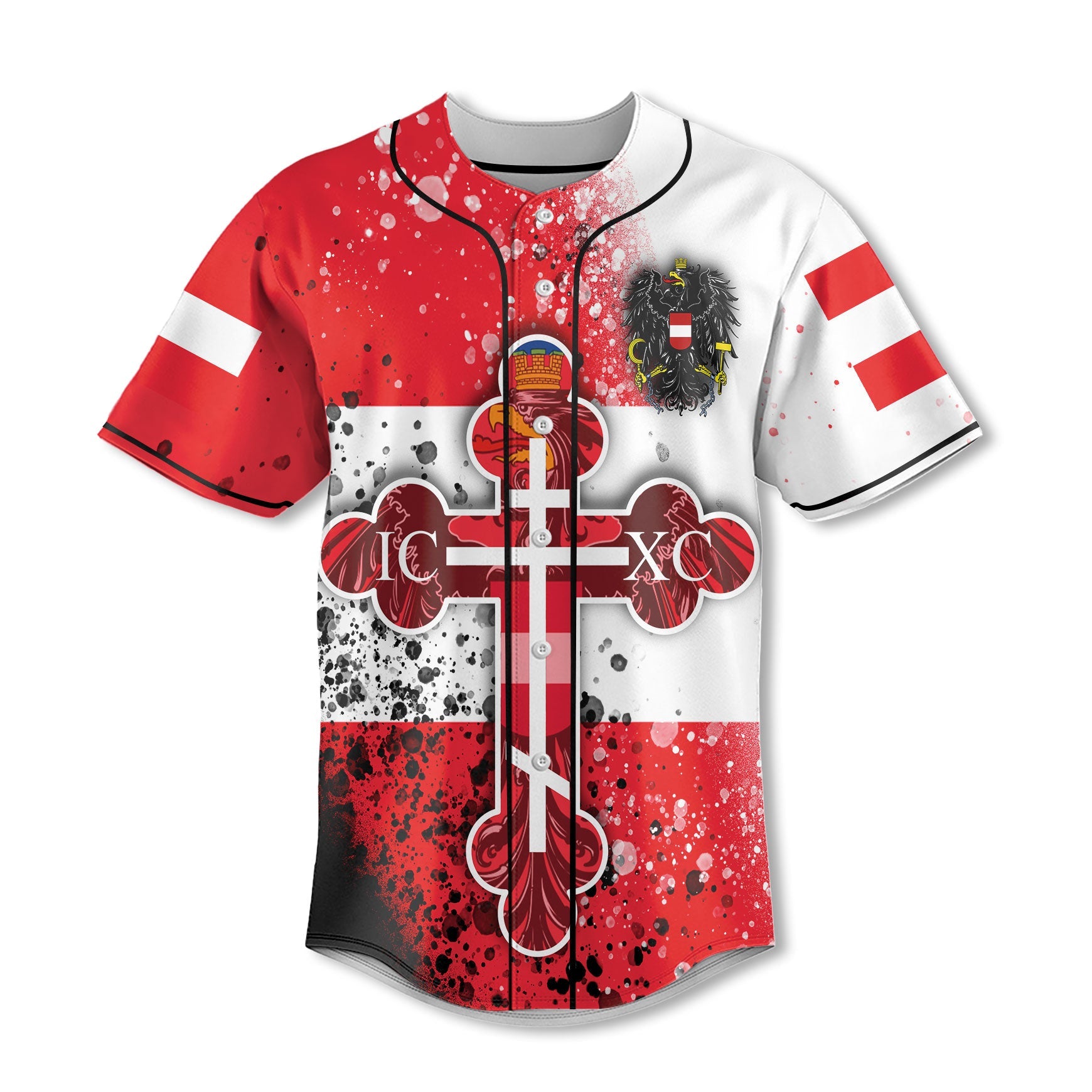 Austria Baseball Jersey Flag & Coat Of Arms Orthodox Style