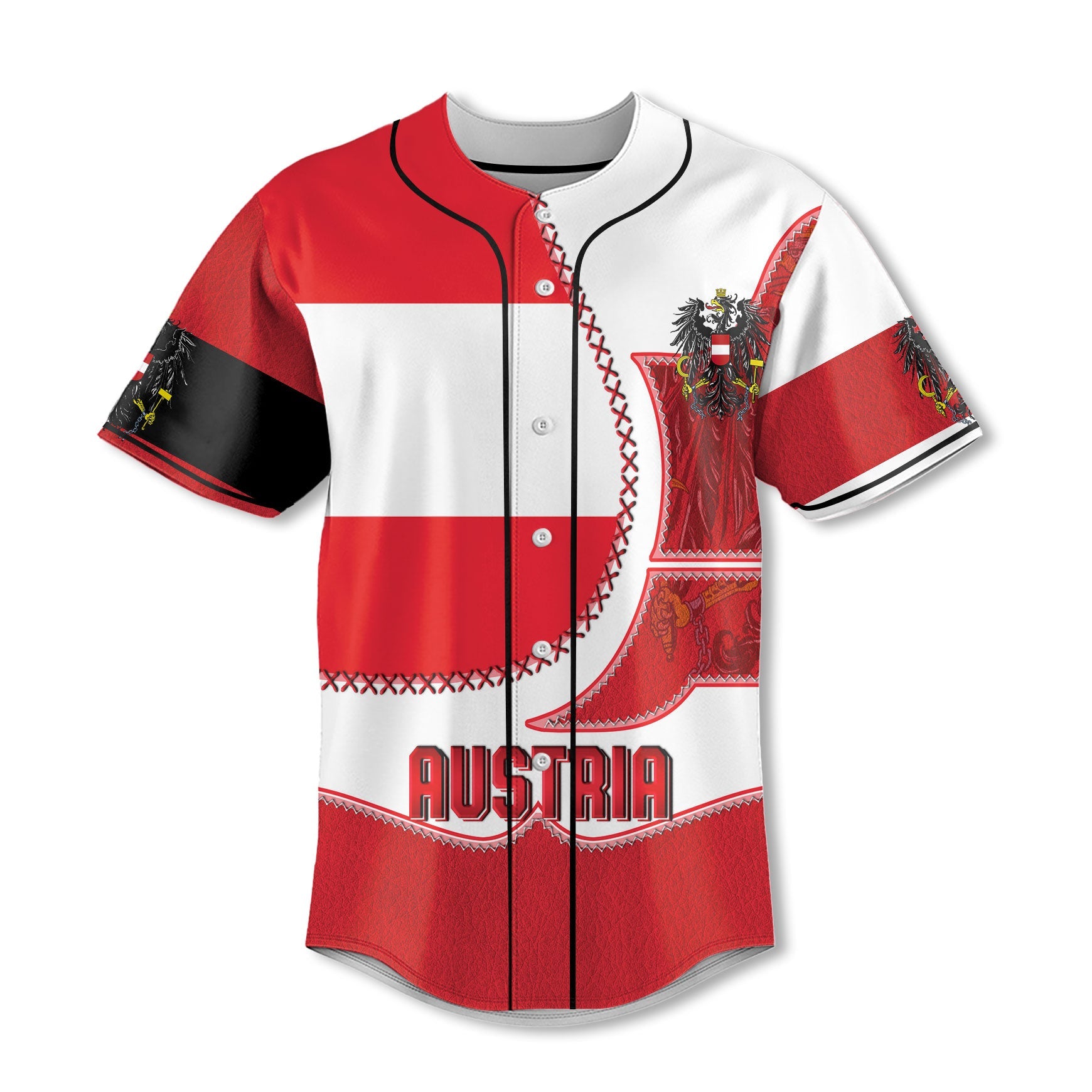 Austria Baseball Jersey Flag & Coat Of Arms Leather Style