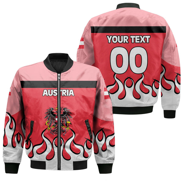 Austria Bomber Jacket Flag & Coat Of Arms Fire Hockey Style