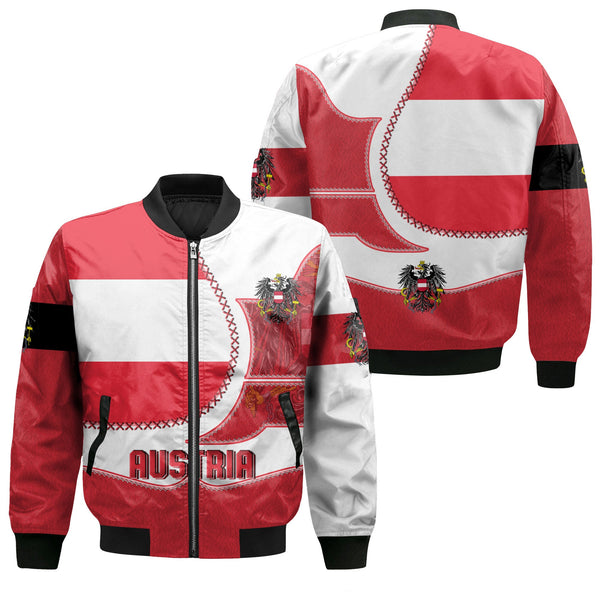 Austria Bomber Jacket Flag & Coat Of Arms Leather Style