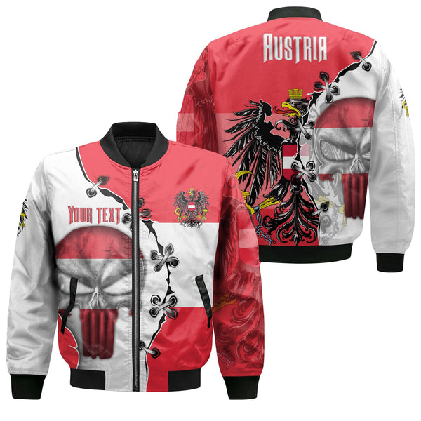 Austria Bomber Jacket Flag & Coat Of Arms Skull Style