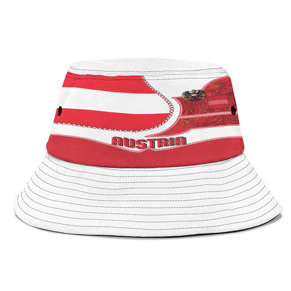 Austria Bucket Hat Flag & Coat Of Arms Leather Style