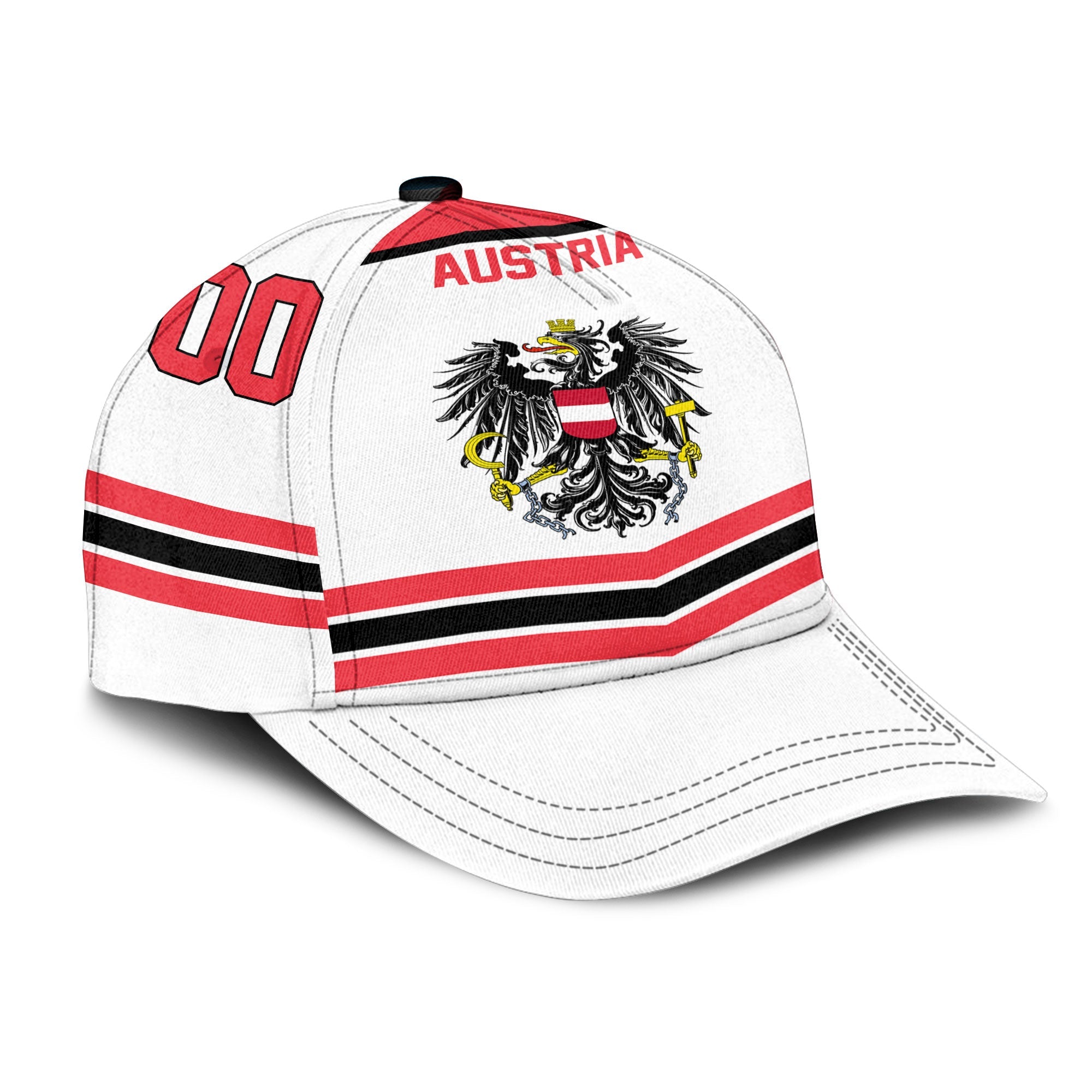 Austria Classic Cap Flag & Coat Of Arms Hockey Style