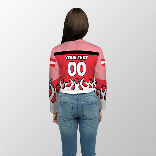 Austria Crop Top Long TShirt Flag & Coat Of Arms Fire Hockey Style