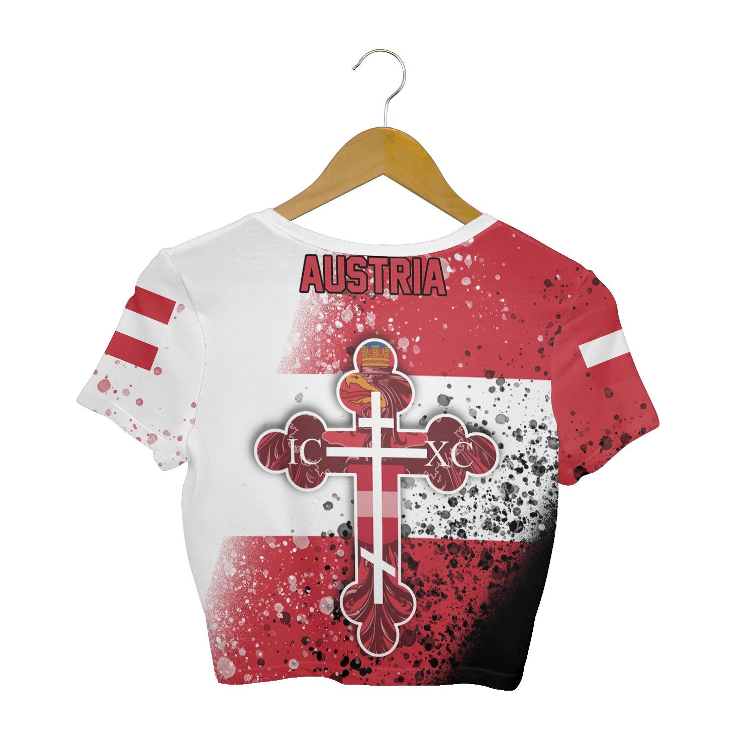 Austria Crop Top T Shirt Flag & Coat Of Arms Orthodox Style