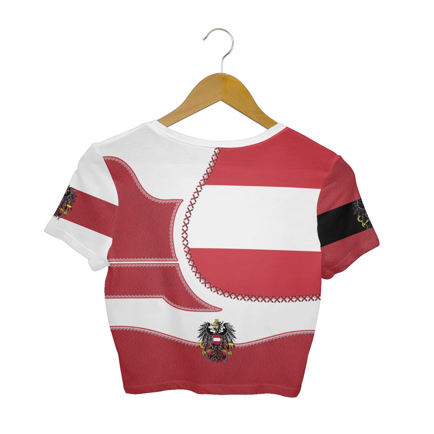 Austria Crop Top T Shirt Flag & Coat Of Arms Leather Style