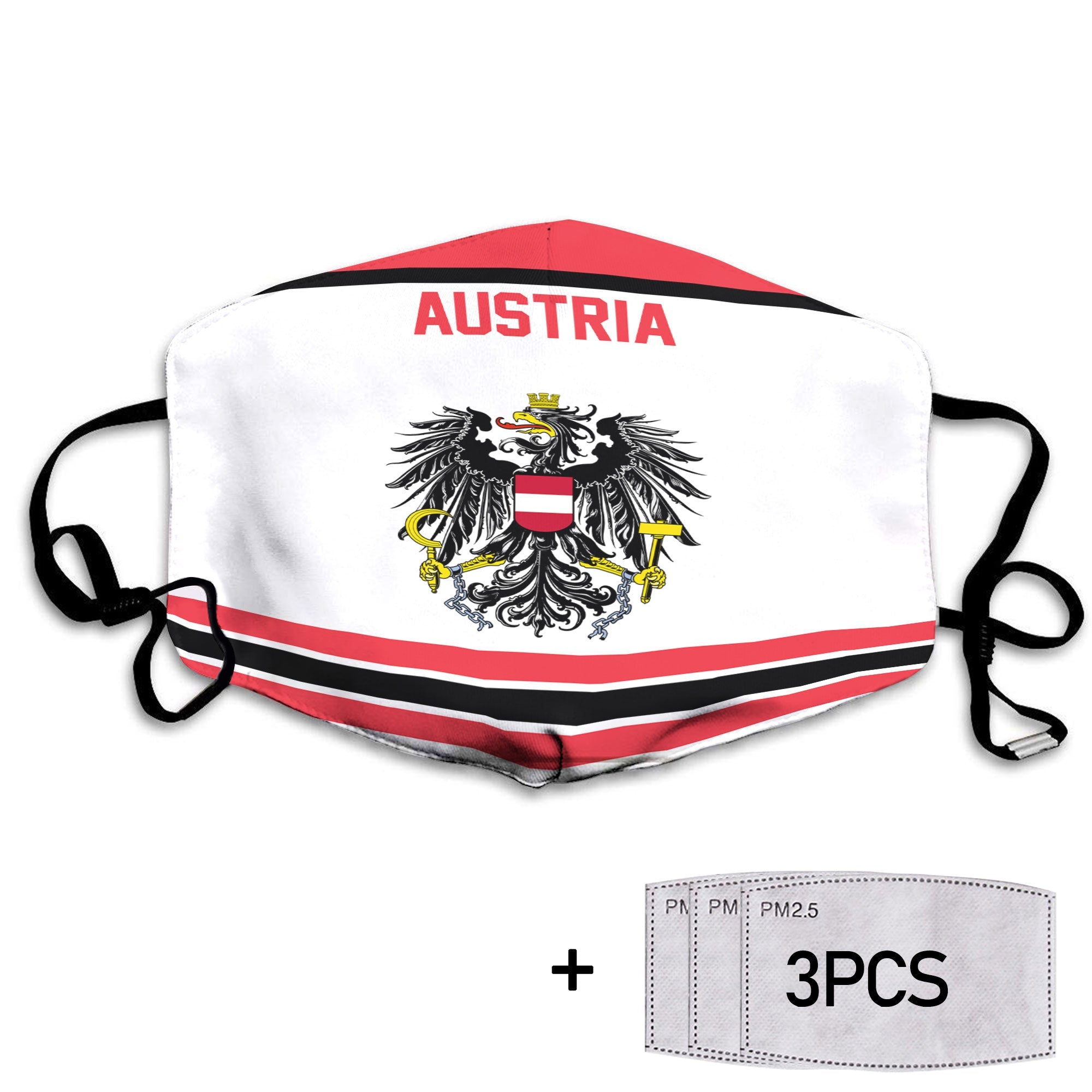 Austria Face Mask Flag & Coat Of Arms Hockey Style